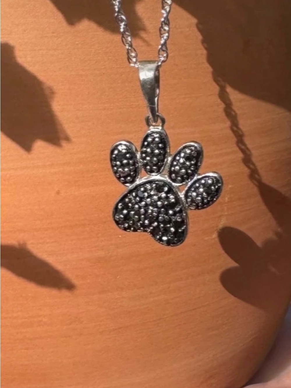 Paw print Pendant Pave accents  925 Sterling Silver Necklace - Picture 6 of 16